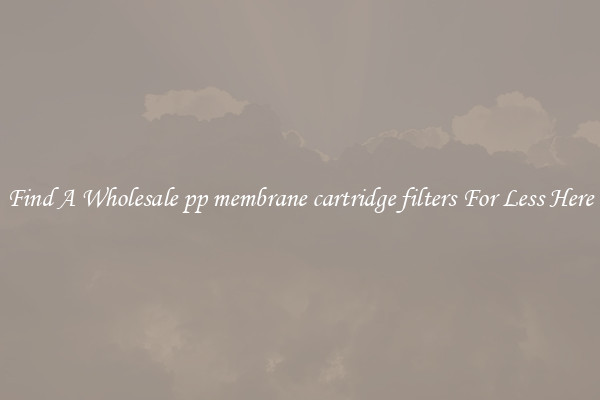 Find A Wholesale pp membrane cartridge filters For Less Here